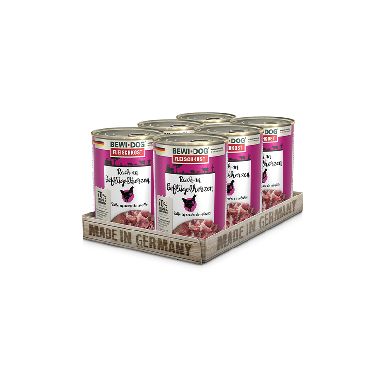BewiDog Reich an Geflügelherzen 400 g Tray