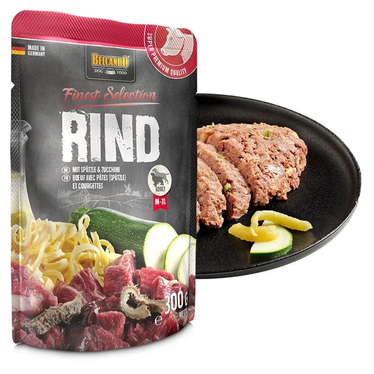 Produktansicht - Belcando - Rind & Spätzle mit Zucchini Frischebeutel