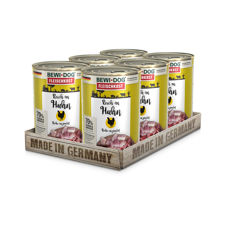 BewiDog Reich an Huhn 400 g Tray