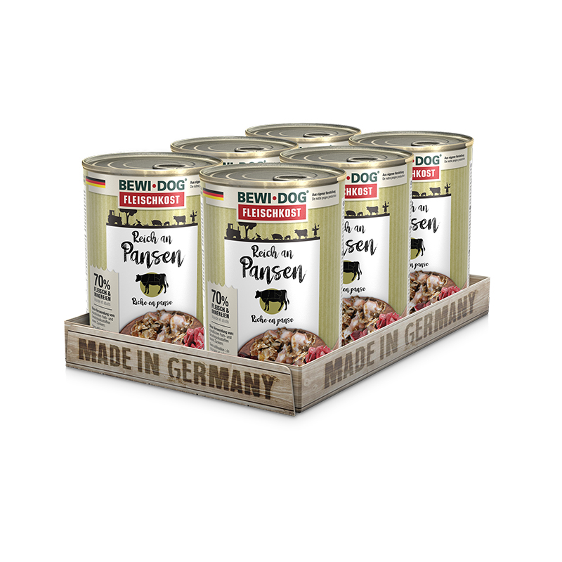 BewiDog Reich an Rinderpansen 400 g Tray